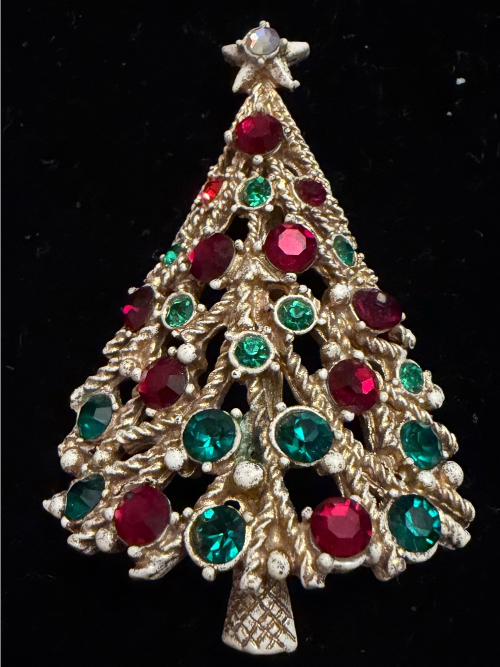 Rare Vintage Hollycraft Rhinestone Christmas Tree Brooch Pin Signed